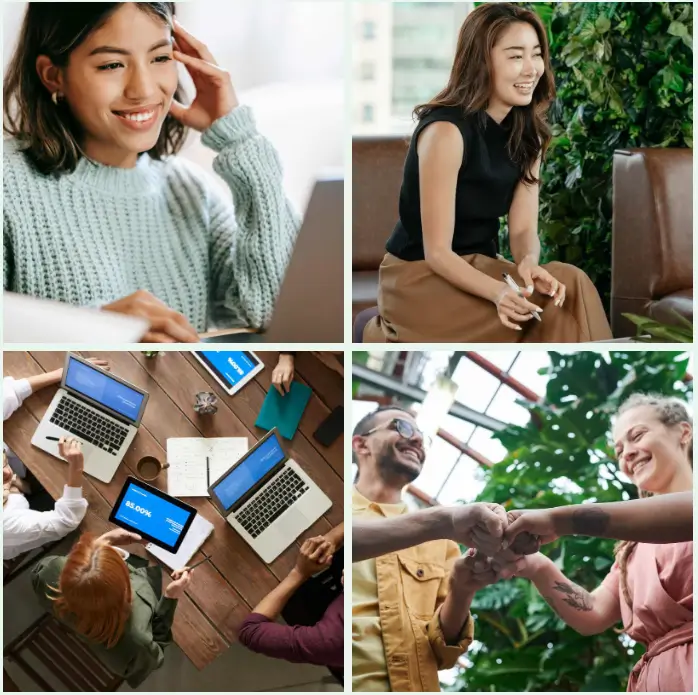 photos of happy employees, wellness glow post massage.
