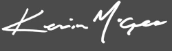 signature kevin mcgee white text grey background.