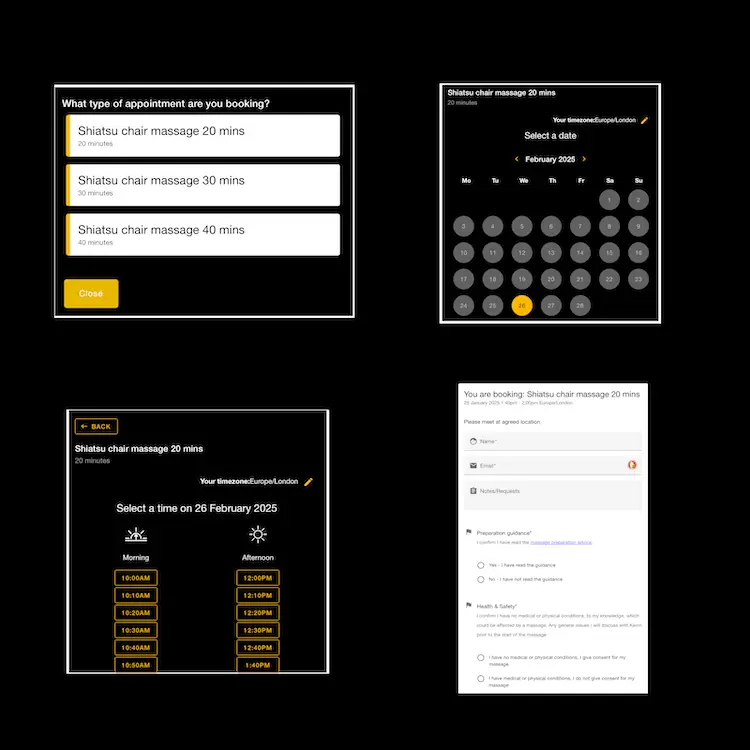 booking app screenshots.